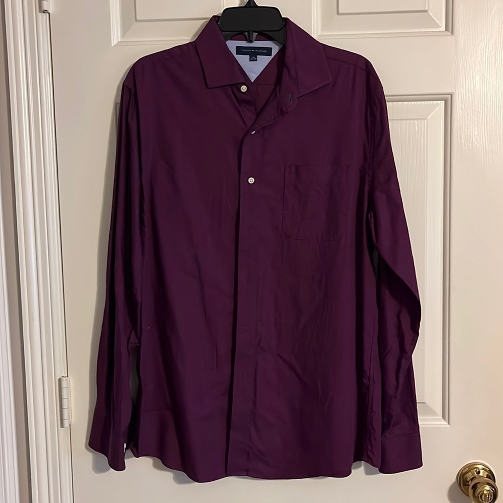 Tommy Hilfiger Micro Houndstooth Long Sleeve Button Down Shirt Sz 16, 34-35 Larg